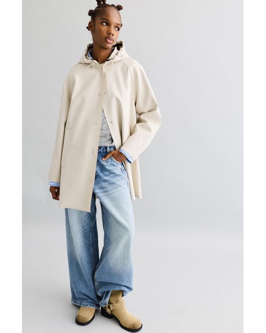 Pull&Bear Blue Rubberised Water-Resistant Raincoat