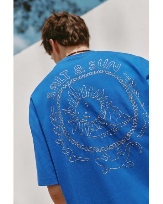 Pull&Bear Blue Ibiza Salt & Sun Boxy T-Shirt for men