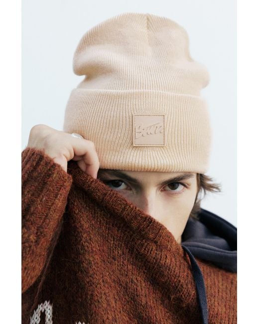 Pull&Bear Natural Beanie Hat for men