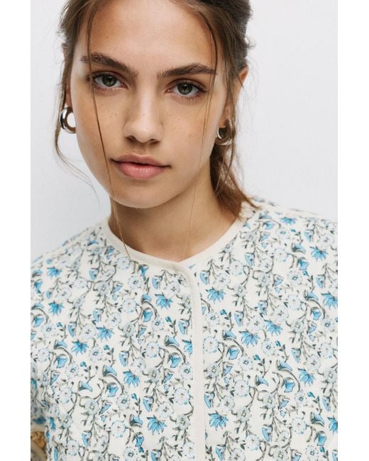 Pull&Bear White Quilted Patchwork Jacket