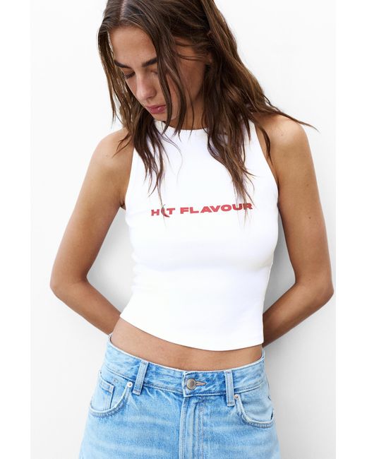 Pull&Bear White Chilli Print Tank Top