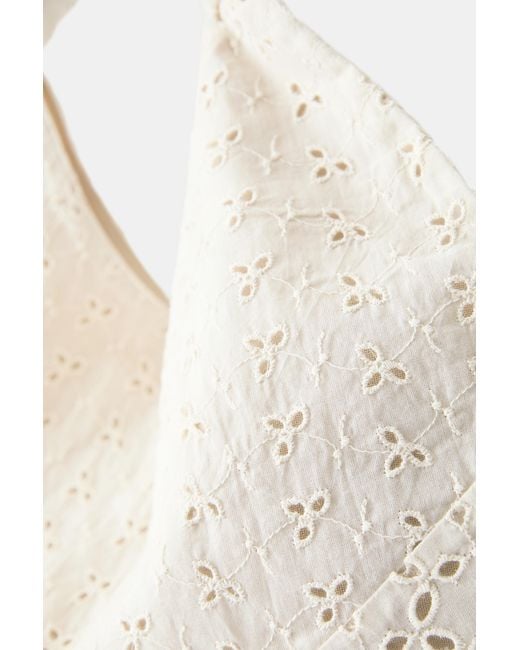 Pull&Bear White Embroidered Tote Bag