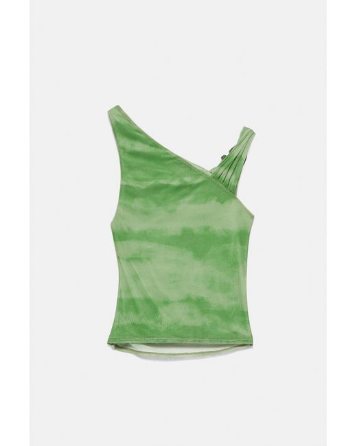 Pull&Bear Asymmetrische Gedrapeerde Top in het Green