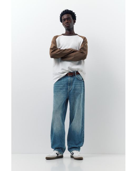 Pull&Bear Blue Baggy Jeans for men