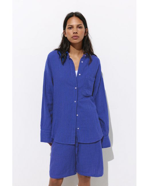 Pull&Bear Blue Striped Rustic Shirt