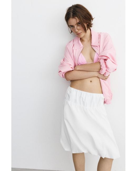 Pull&Bear Balloon Rok Van Popeline in het White