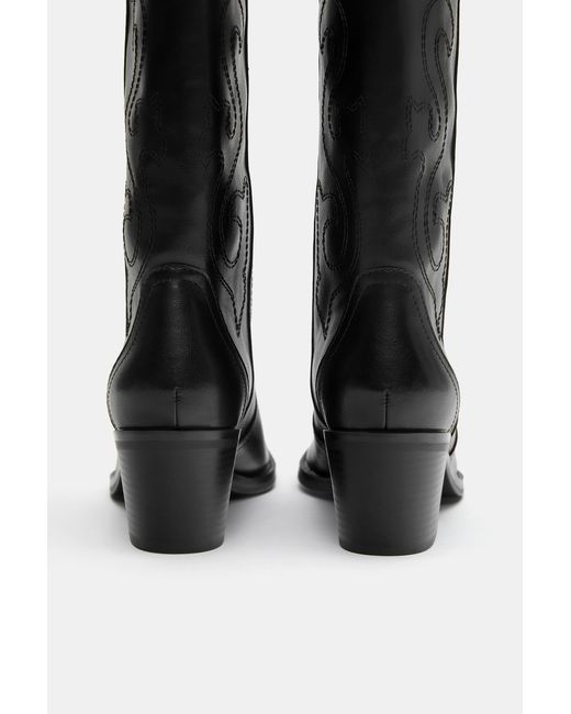Pull&Bear Black Cowboy Boots