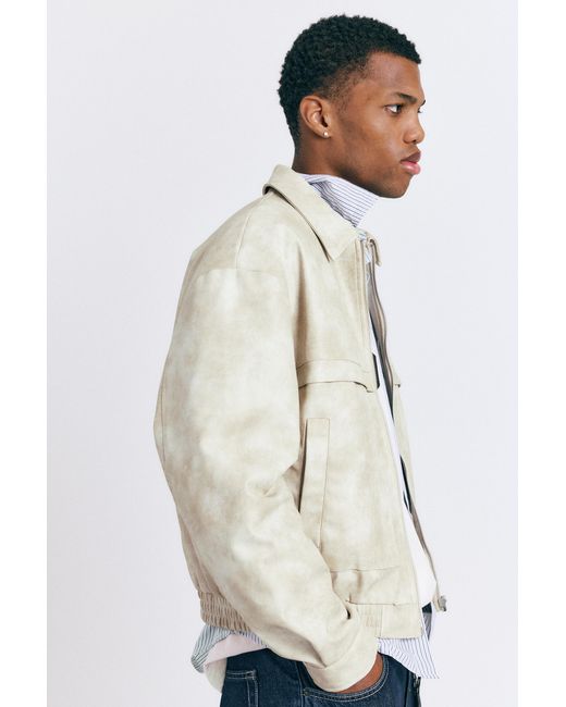 Pull&Bear Blue Leather Effect Jacket for men