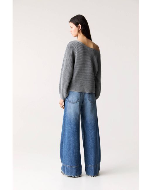 Pull&Bear Gray Asymmetrischer Pullover
