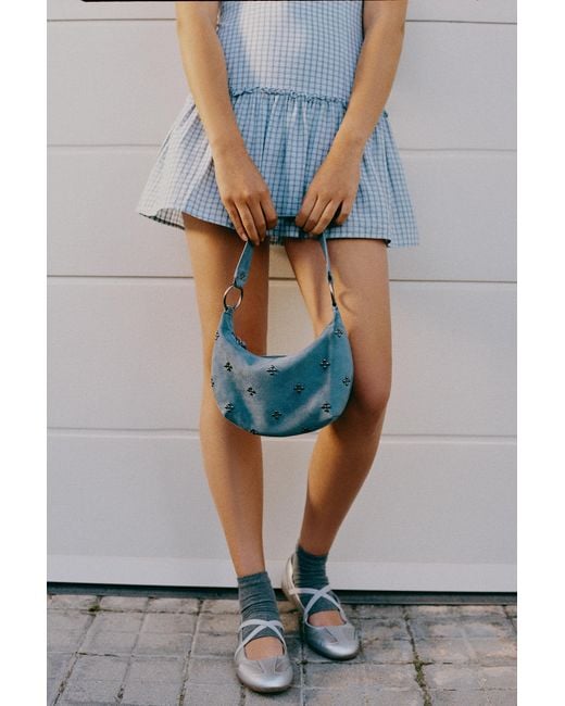 Pull&Bear Blue Shoulder Bag With Studs