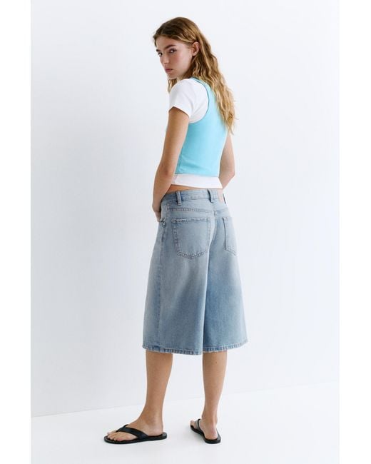 Pull&Bear Blue Low-Rise Denim Jorts