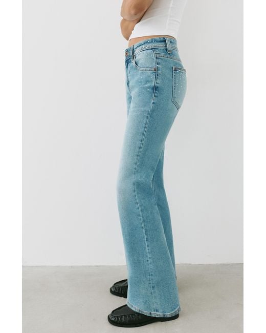 Pull&Bear Blue Rhinestone Boot-Cut Jeans