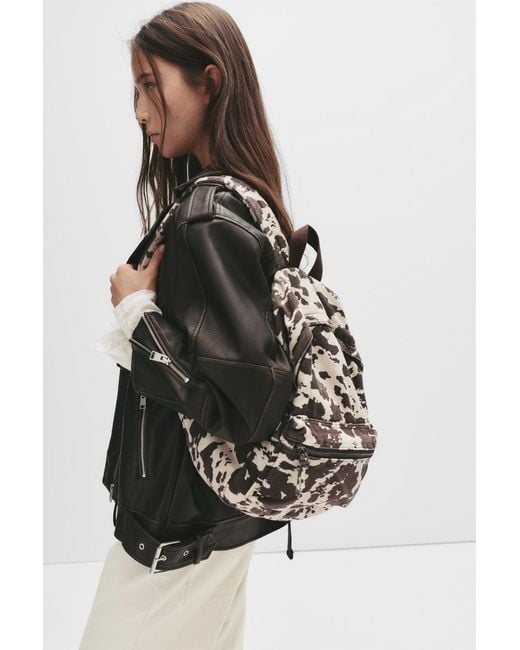 Pull&Bear Black Cow Canvas Backpack