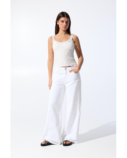 Pull&Bear White Trägertop Mit Spitze