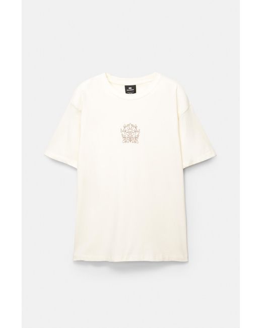 Pull&Bear Shirt Mit Blumenstickerei in Natural für Herren