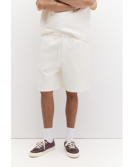 Pull&Bear White Interlock Jogger Bermuda Shorts for men