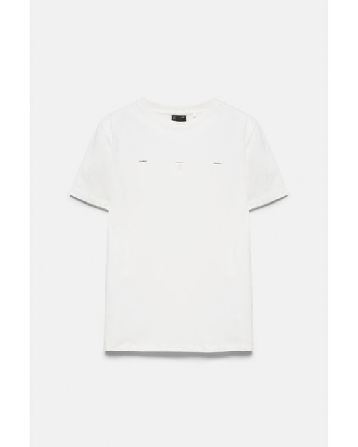 Pull&Bear White Muscle Fit Slogan T-Shirt for men