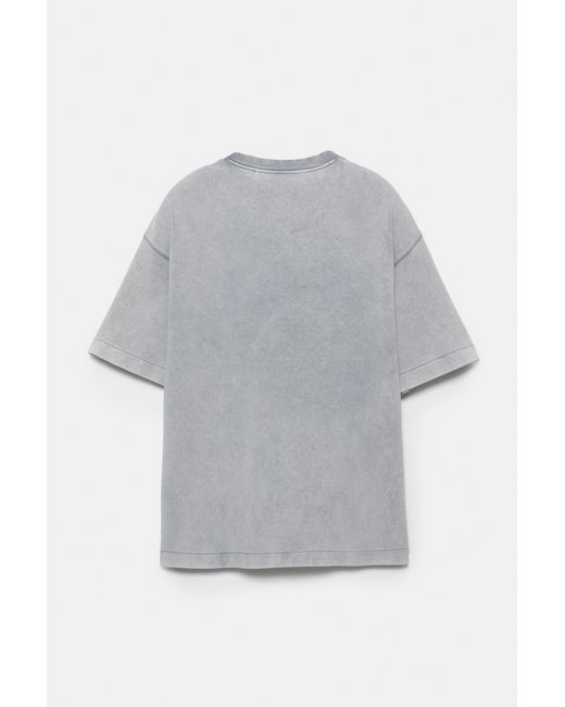 Pull&Bear Gray Stwd Washed-Effect T-Shirt for men