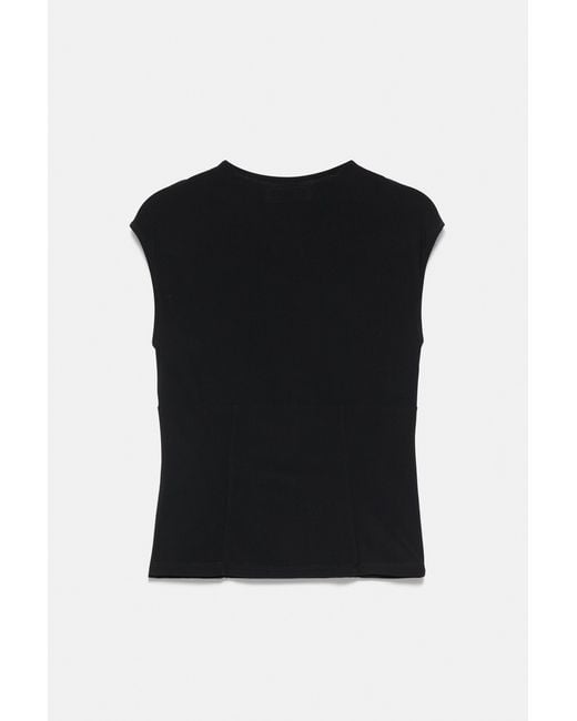 Pull&Bear Blue Gathered Tie-Neck Top