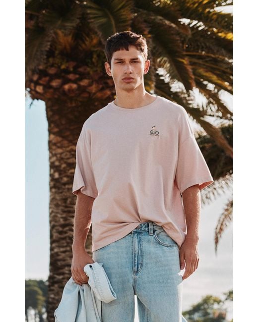 Pull&Bear Multicolor Relaxed Fit Bike Embroidery T-Shirt for men