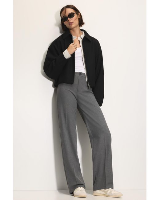 Pull&Bear White Smart High-Waist Straight-Leg Trousers