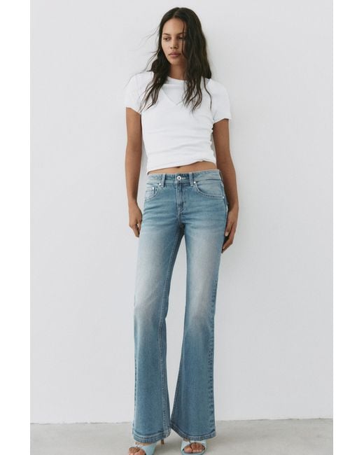 Pull&Bear Blue Low-Rise Boot-Cut Jeans