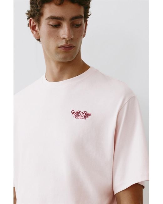 Pull&Bear Pink Tennis Club Graphic T-Shirt for men