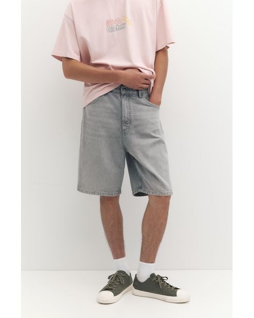 Pull&Bear Baggy Denim Bermuda in het Gray voor heren
