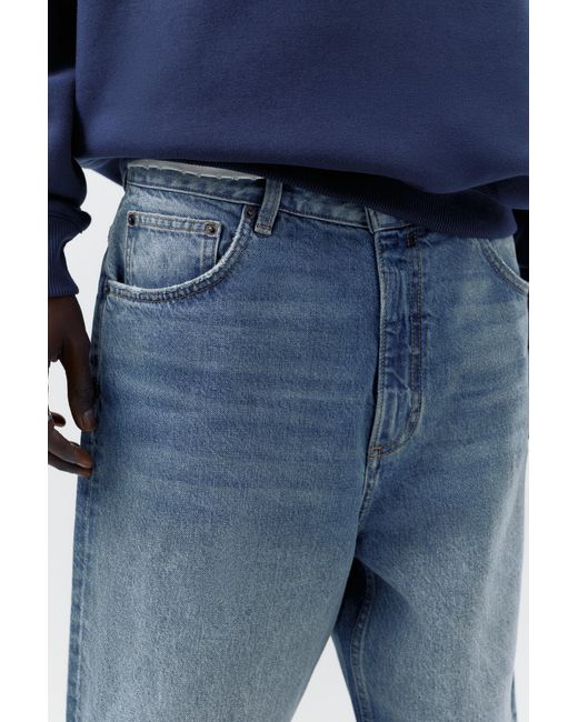 Pull&Bear Blue Baggy Denim Bermuda Shorts for men