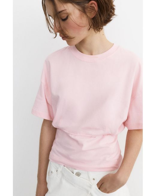 Pull&Bear Pink Panelled Boxy-Fit T-Shirt