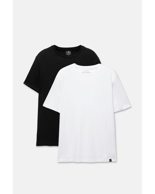 Pull&Bear 2-Pack Basic T-Shirts in het Blue voor heren