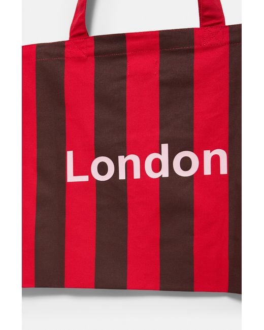 Pull&Bear Gestreepte Shopper Steden in het Red