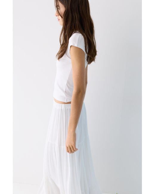 Pull&Bear Blue Flowy Paneled Midi Skirt