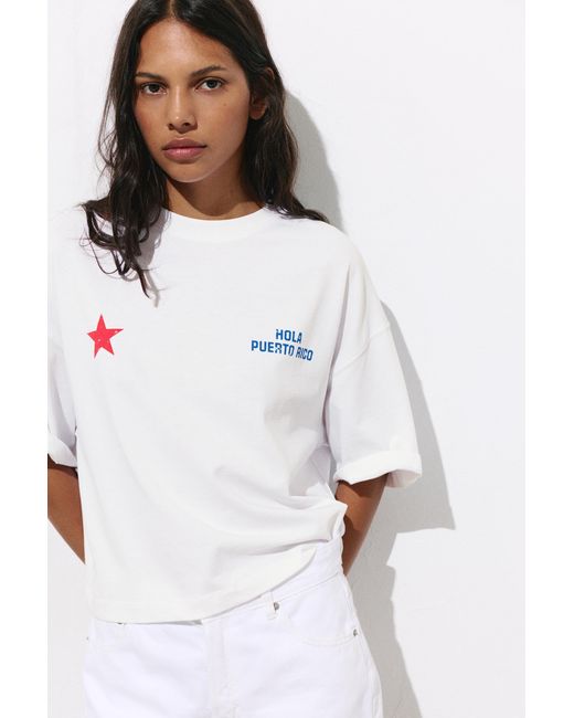 Pull&Bear White Puerto Rico Graphic T-Shirt
