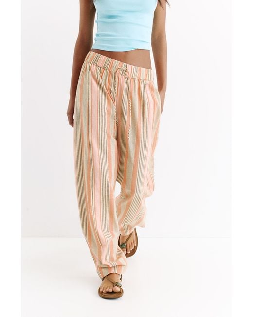 Pull&Bear Gestreepte Barrel Broek in het Multicolor