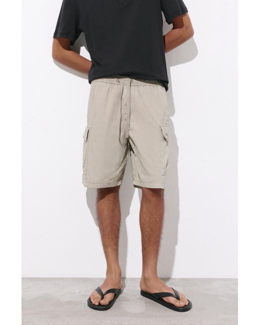 Pull&Bear Gray Ripstop Cargo Bermuda Shorts for men