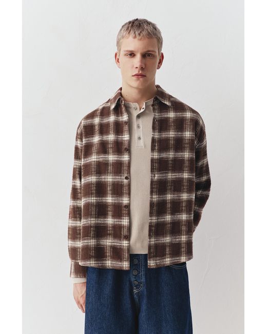 Pull&Bear Blue Long Sleeve Check Shirt for men