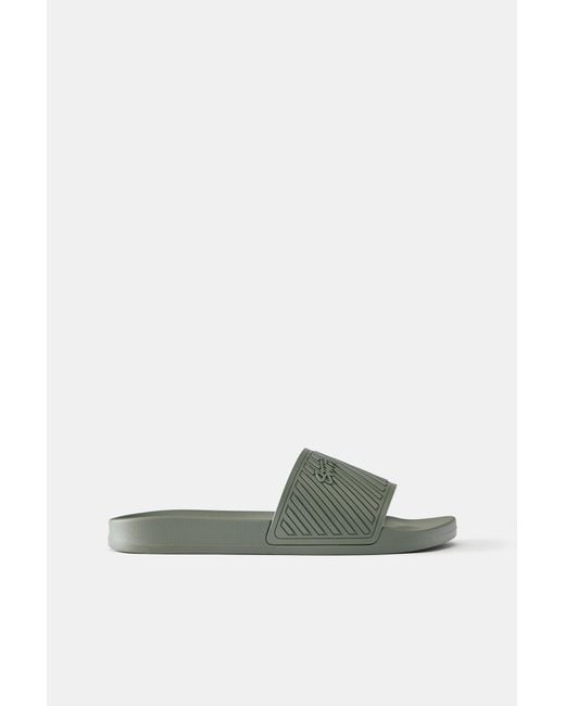Pull&Bear Black Stwd Rubberised Sandals for men