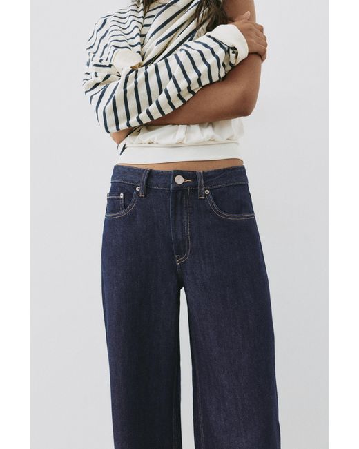 Pull&Bear Blue High-Waist Wide-Leg Jeans