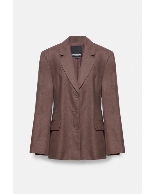 Pull&Bear Multicolor 100% Linen Fitted Blazer