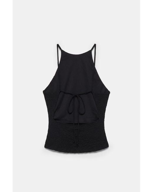 Pull&Bear Black Open-Back Halter Top
