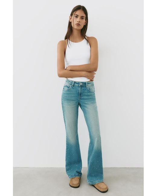 Pull&Bear Blue Rhinestone Boot-Cut Jeans