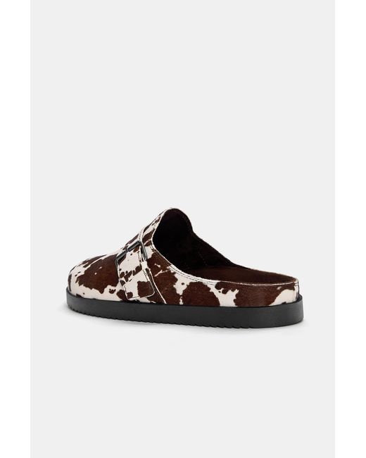 Pull&Bear Brown Cow Leather Clogs for men
