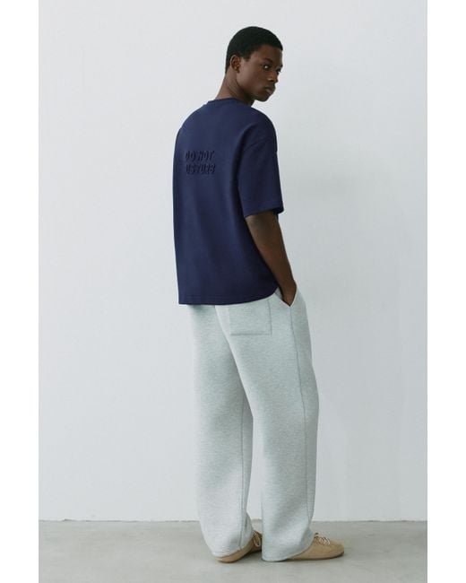 Pull&Bear Blue Short Sleeve Raised Graphic Sweatshirt for men