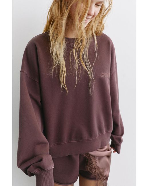 Pull&Bear Brown Round Neck Stwd Sweatshirt