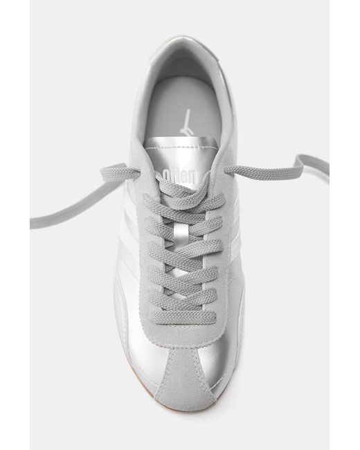 Pull&Bear White Metallic Retro Trainers