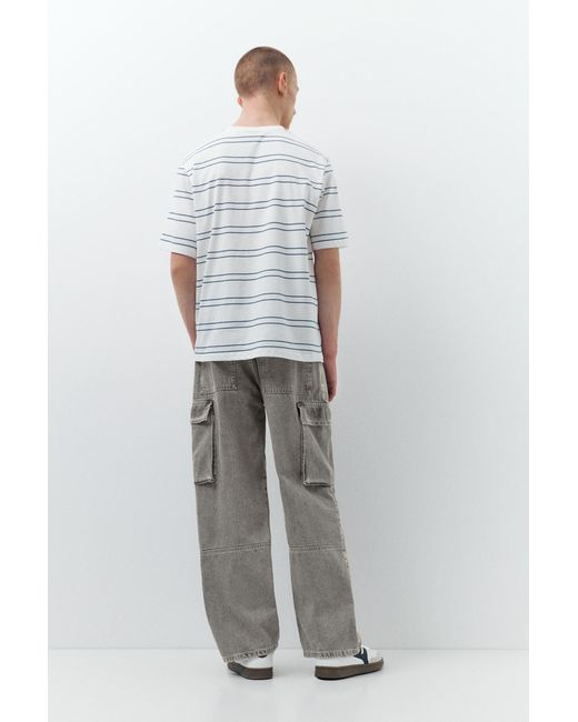 Pull&Bear White Baggy Cargo Jeans for men