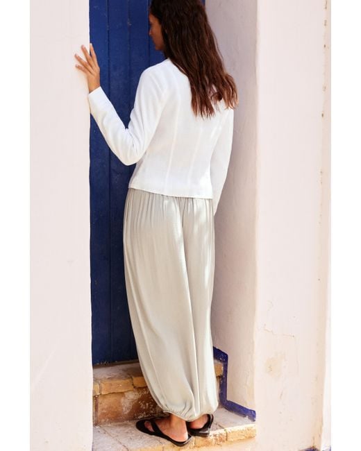 Pantalon Bouffant Satiné Pull&Bear en coloris Blue