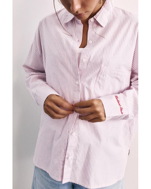 Chemise À Rayures Brodée Pull&Bear en coloris Pink