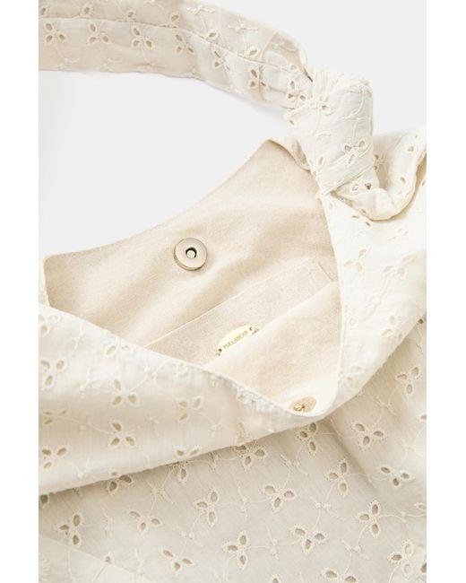 Pull&Bear White Embroidered Tote Bag
